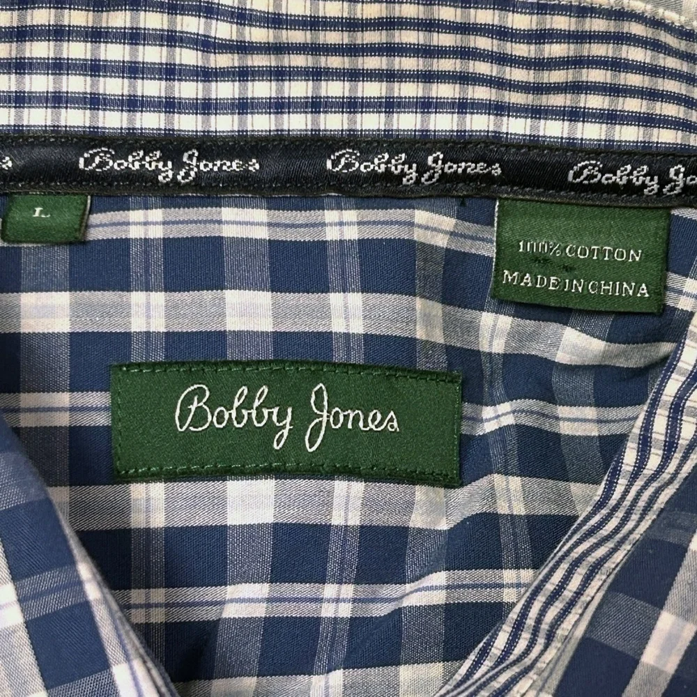 Bobby Jones Shirt Button Up Blue Plaid Long Sleeve 100% Cotton  Versatile As New - Picture 12 of 16